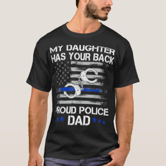 Camiseta Proud Dad of a Police Officer design Thin Blue Li