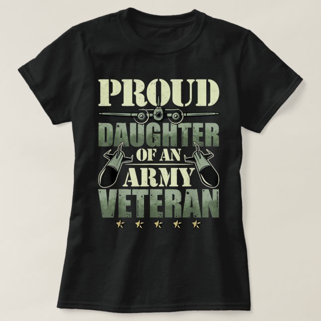 Camiseta Proud Daughter Of An Army Veteran Camouflage  (Frente do Design)
