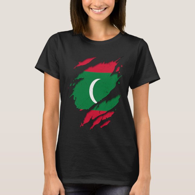 Camiseta Proud Dhivehin Torn Ripped Maldives Flag (Frente)