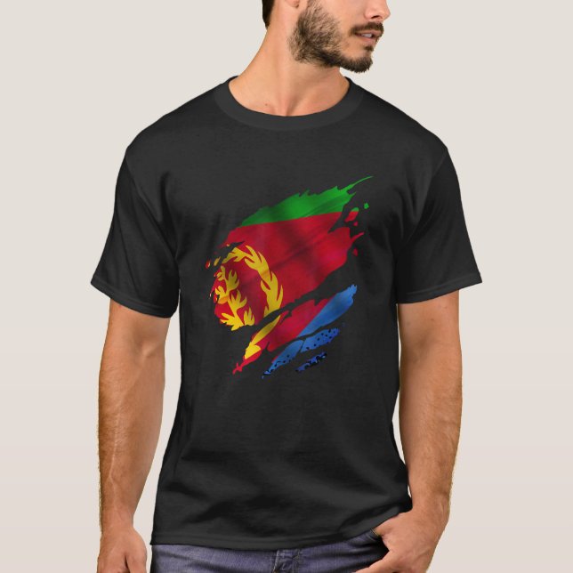 Camiseta Proud Eritrean Root Torn Ripped Eritrea Flag (Frente)