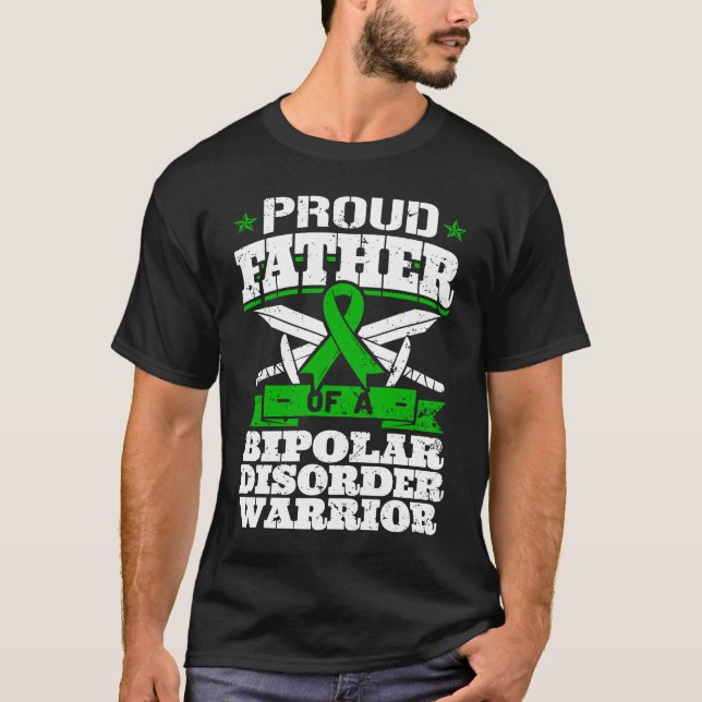 Camiseta Proud Father Of A Bipolar Disorder Warrior Awarene (Frente)