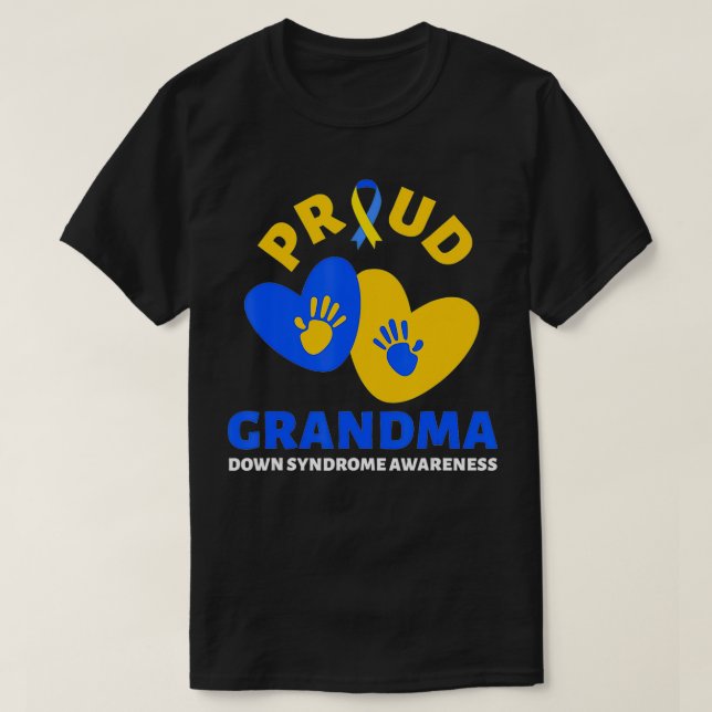 Camiseta proud grandma  down Syndrome Awareness  Blue Yello (Frente do Design)