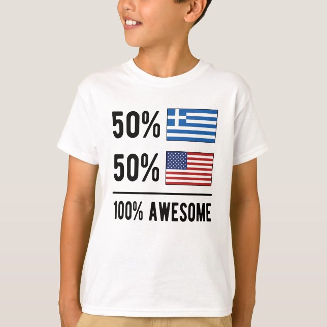 Camiseta Proud Half Greek Half American Flag Greece USA (Frente)