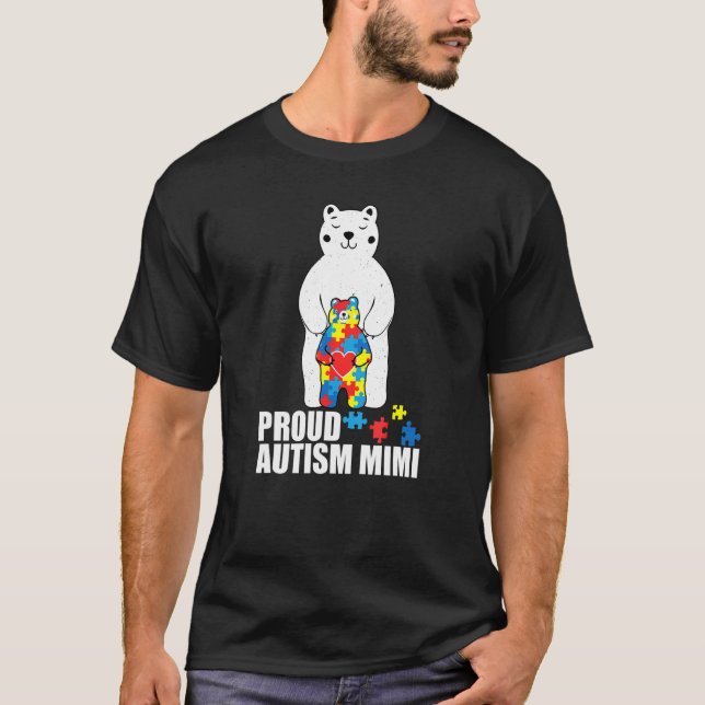Camiseta Proud Mimi Bear Autism Awareness Puzzle Piece Fami (Frente)