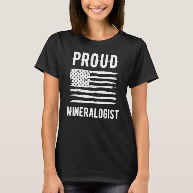 Camiseta Proud Mineralogist Profession American Flag (Frente)