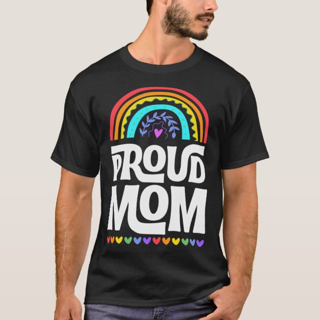 Camiseta Proud Mom Gay Pride Flag Mothers Day Bohemian Rain (Frente)