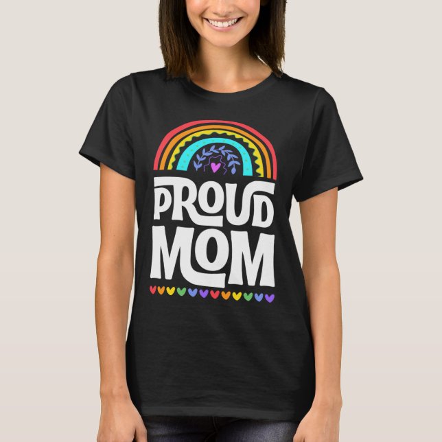 Camiseta Proud Mom Gay Pride Flag Mothers Day Bohemian Rain (Frente)
