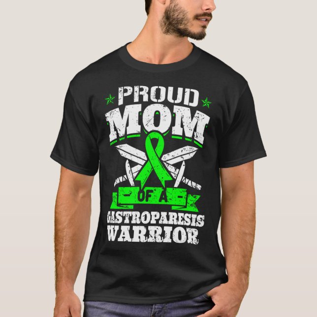 Camiseta Proud Mom Of A Gastroparesis Warrior Awareness Rib (Frente)