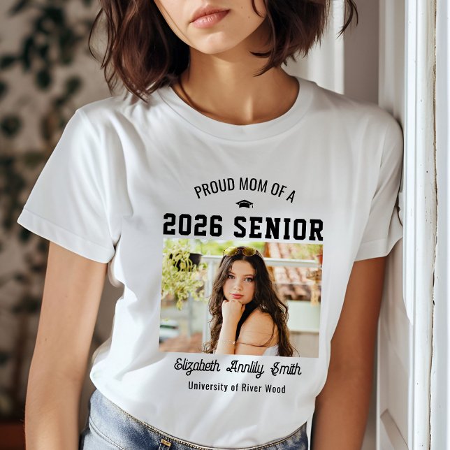 Camiseta Proud Mom Senior Custom Year Graduate Photo Parent (Criador carregado)