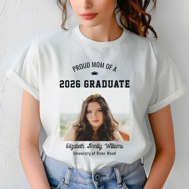 Camiseta Proud Mom Senior Custom Year Graduate Photo Parent (Criador carregado)