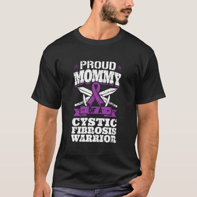 Camiseta Proud Mommy Of A Cystic Fibrosis Warrior Awareness (Frente)