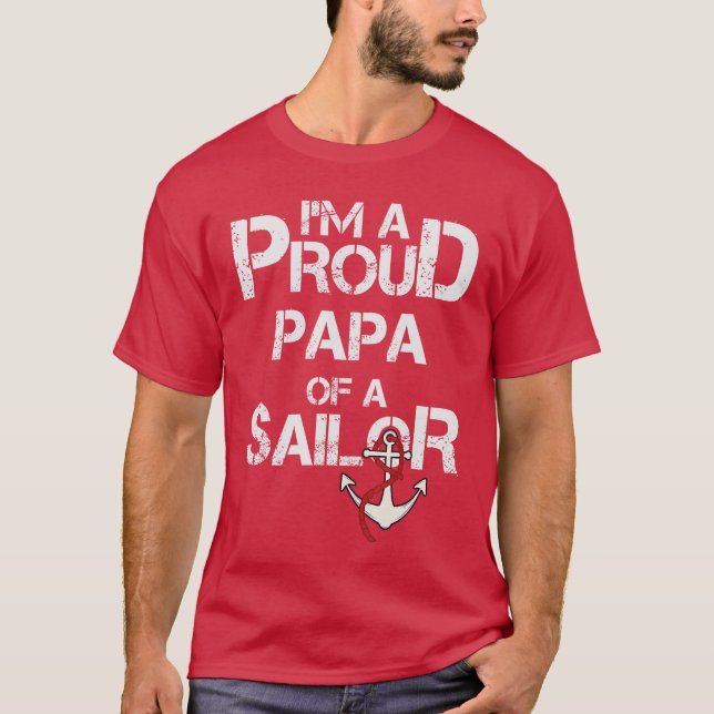 Camiseta Proud Papa of a Sailor retro friends boy (Frente)
