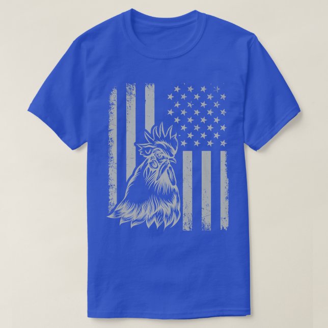 Camiseta Proud Patriotic Chicken Rooster Farmer Lover Ameri (Frente do Design)