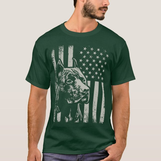 Camiseta Proud Patriotic Pit Bull Owner Lover American Flag (Frente)