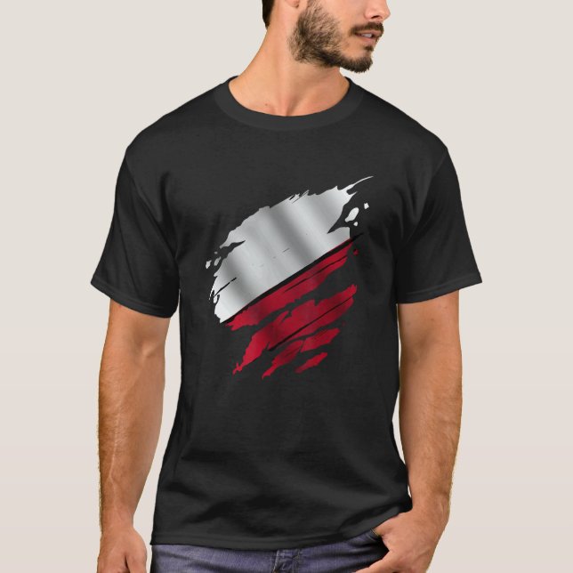 Camiseta Proud Polish Ripped Poland Flag (Frente)