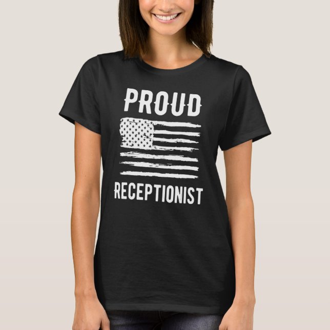 Camiseta Proud Receptionist Profession American Flag (Frente)