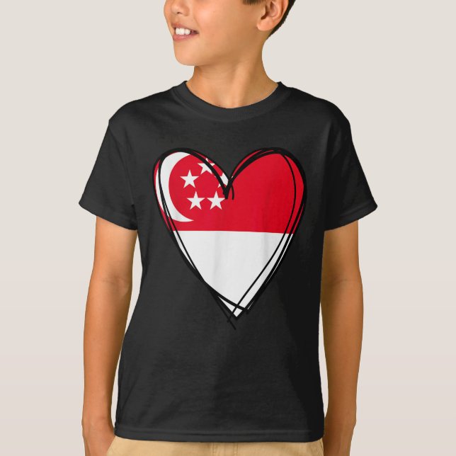 Camiseta Proud Singarean Boy Girl Aunt Dad Mom Singare Flag (Frente)