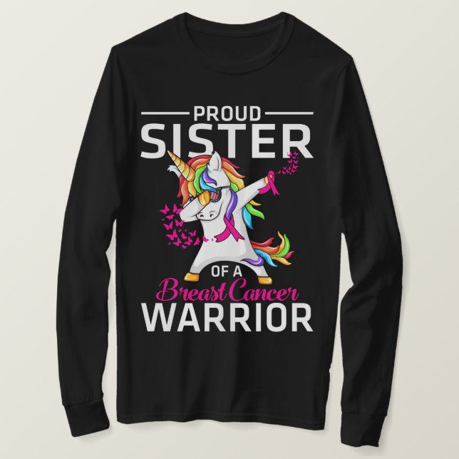 Camiseta Proud SISTER Of A Breast Cancer Warrior Awareness  (Frente do Design)