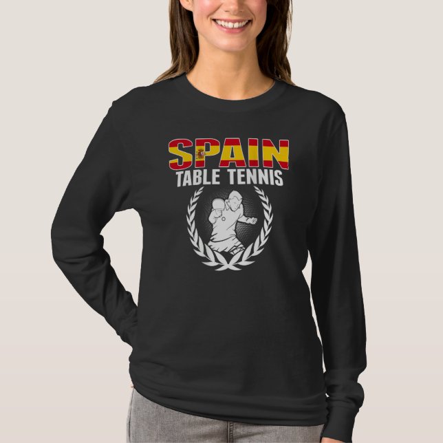 Camiseta Proud Spain Table Tennis  Spanish Ping Pong Suppor (Frente)