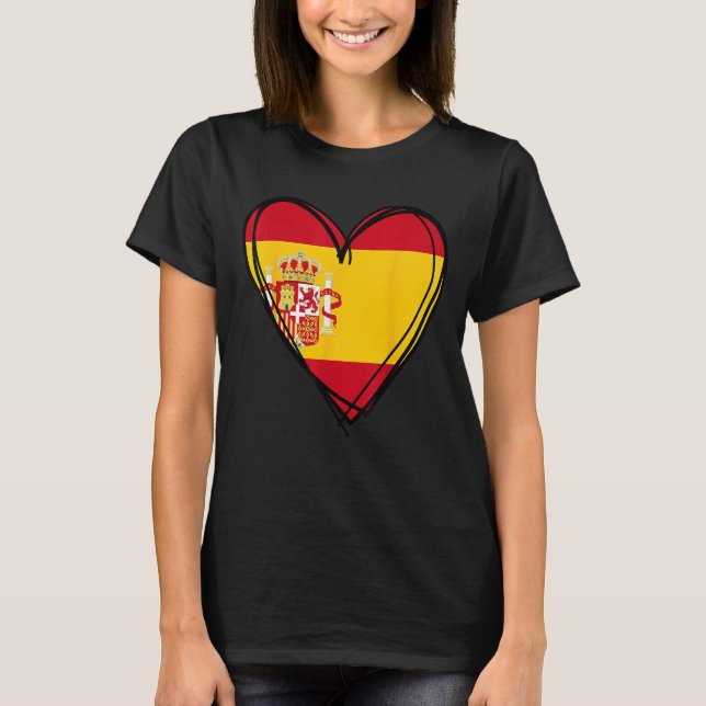 Camiseta Proud Spanish Boy Girl Aunt Dad Mom Spain Flag Hea (Frente)