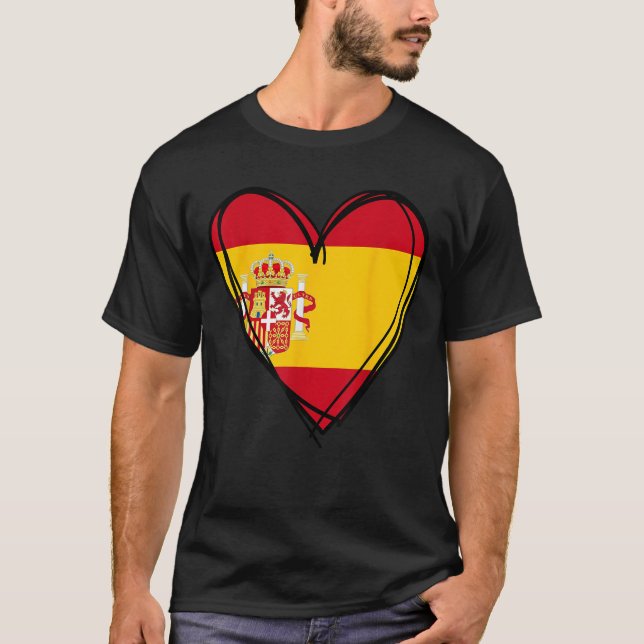 Camiseta Proud Spanish Boy Girl Aunt Dad Mom Spain Flag Hea (Frente)