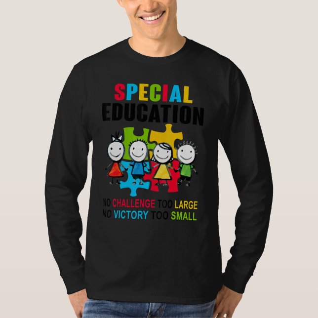 Camiseta proud SPED autism teacher no challenge too large (Frente)