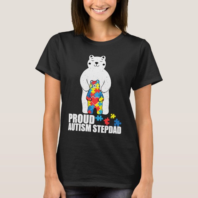 Camiseta Proud Stepdad Bear Autism Awareness T  Love Autist (Frente)