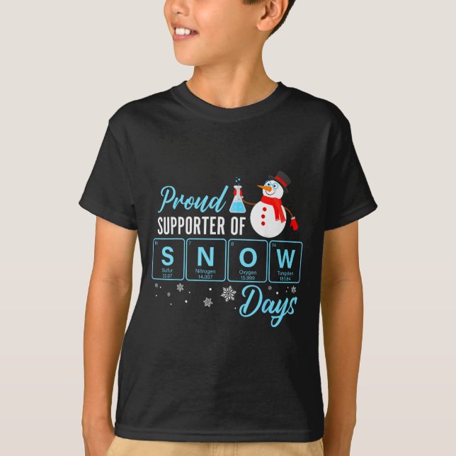 Camiseta Proud Suprter Of Snow Days Chemistry Teacher Chris (Frente)