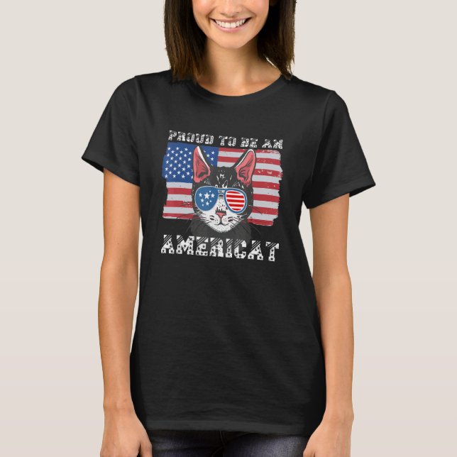 Camiseta Proud To Be An Americat For Patriotic Cat (Frente)