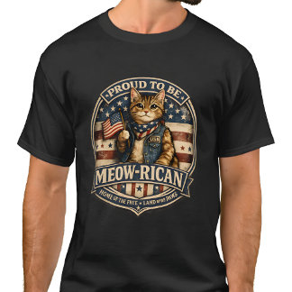 Camiseta Proud to be Meow-rican American Flag Cat Dad Men's