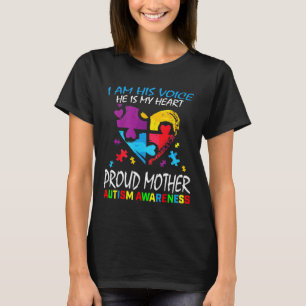 Camiseta Pround Autism Mãe Coração Mãe Quebra-cabeça Piece 