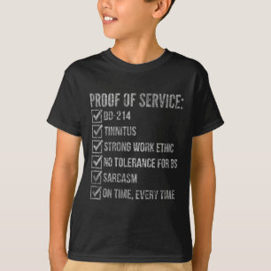 Camiseta Prova de serviço dd-214 zumbido trabalho forte