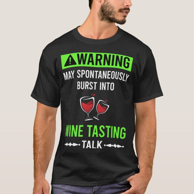 Camiseta Provando de Vinho de Advertência Verde (Frente)