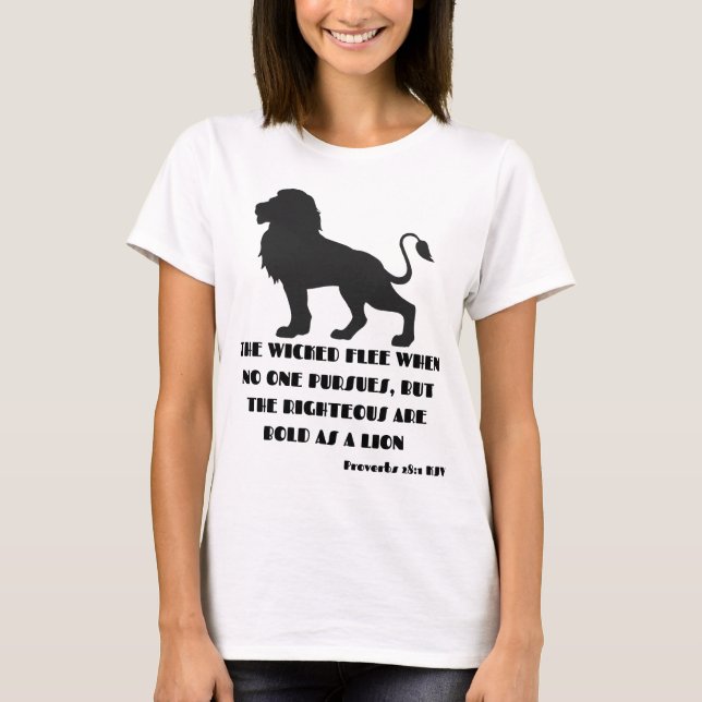 Camiseta Proverbs 28:1 Bíblia Verse Cotação KJV Mulher (Frente)