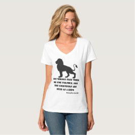 Camiseta Proverbs 28:1 Bíblia Verse Cotação KJV Womens V-Ne