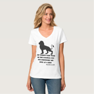 Camiseta Proverbs 28:1 Bíblia Verse Cotação KJV Womens V-Ne