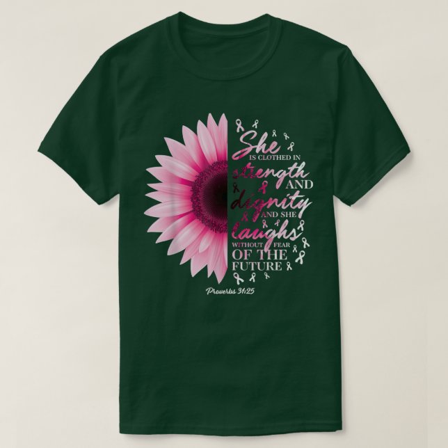 Camiseta Proverbs 31 Bible Verse Christian Breast Cancer Aw (Frente do Design)