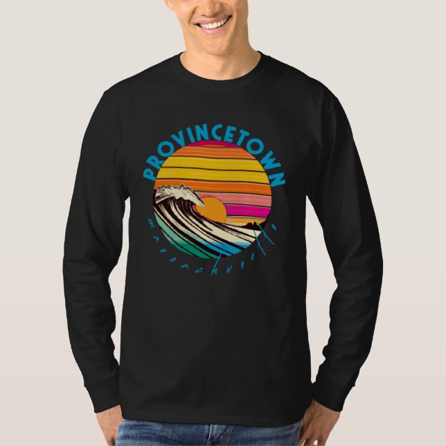 Camiseta Provincetown Retro 1980s Style Massachusetts Beach (Frente)