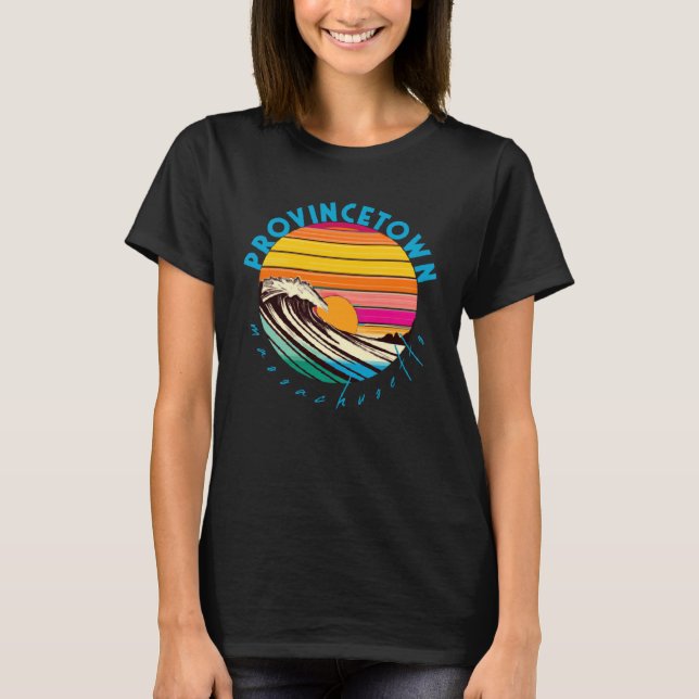 Camiseta Provincetown Retro 1980s Style Massachusetts Beach (Frente)