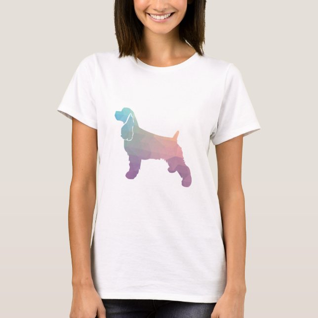 Camiseta Ps Geométricos do Cachorro Espanhol Silhouette Ps (Frente)