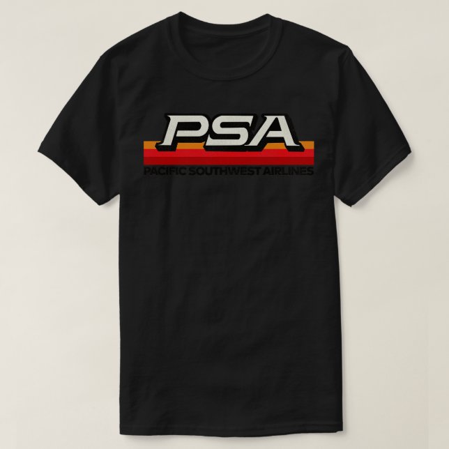Camiseta PSA Airlines com defeito 70s 80s Pacific Californi (Frente do Design)