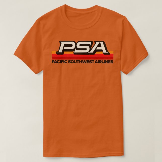 Camiseta PSA Airlines com defeito 70s 80s Pacific Californi (Frente do Design)