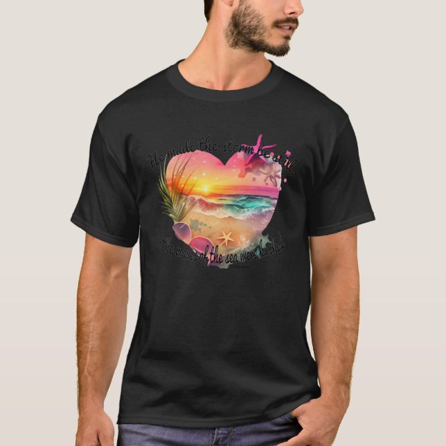 Camiseta Psalm 10729 Ele Fez da Tempestade Uma Bíblia do Am (Frente)
