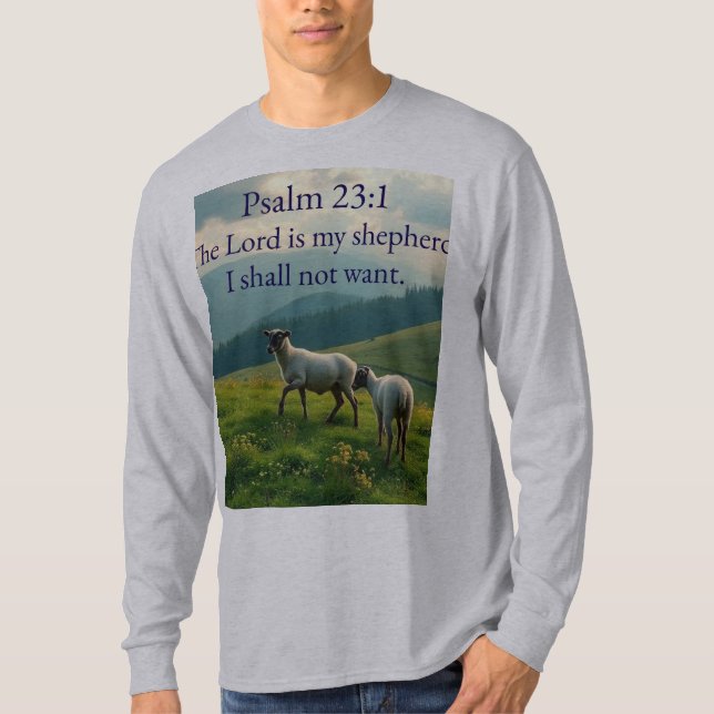 Camiseta Psalm 23:1 Bible Verse Men's Long Sleeve Tee  (Frente)