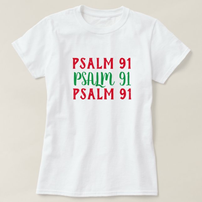 Camiseta Psalm 91 Escritura de Bíblias Raparigas T-shirt cr (Frente do Design)