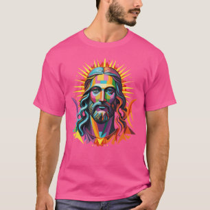 Camiseta Psicélico Colorido - Vibrante Jesus Cristão Hippi