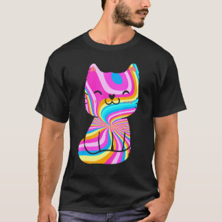 Camiseta Psicodélica de Tie Dye Psychedelic Furry Pet Kitte
