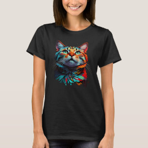 Camiseta Psicodélico Colorido de Gato, Gato Lover