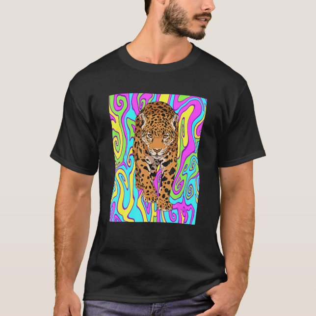 Camiseta Psicodélico Gato Grande Jaguar Rippy Selgle Animal (Frente)