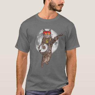 Camiseta Psicodélico Hippie Banjo Cat! Funny Bluegrass Musi
